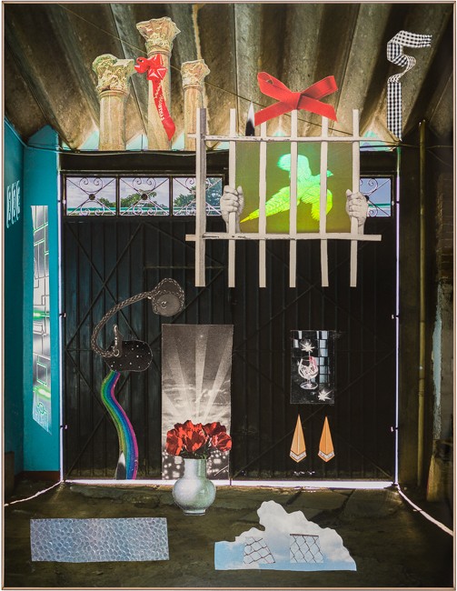 Photo-collage by John Bowman and Jimmy Fountain. Prison Bird, 2021